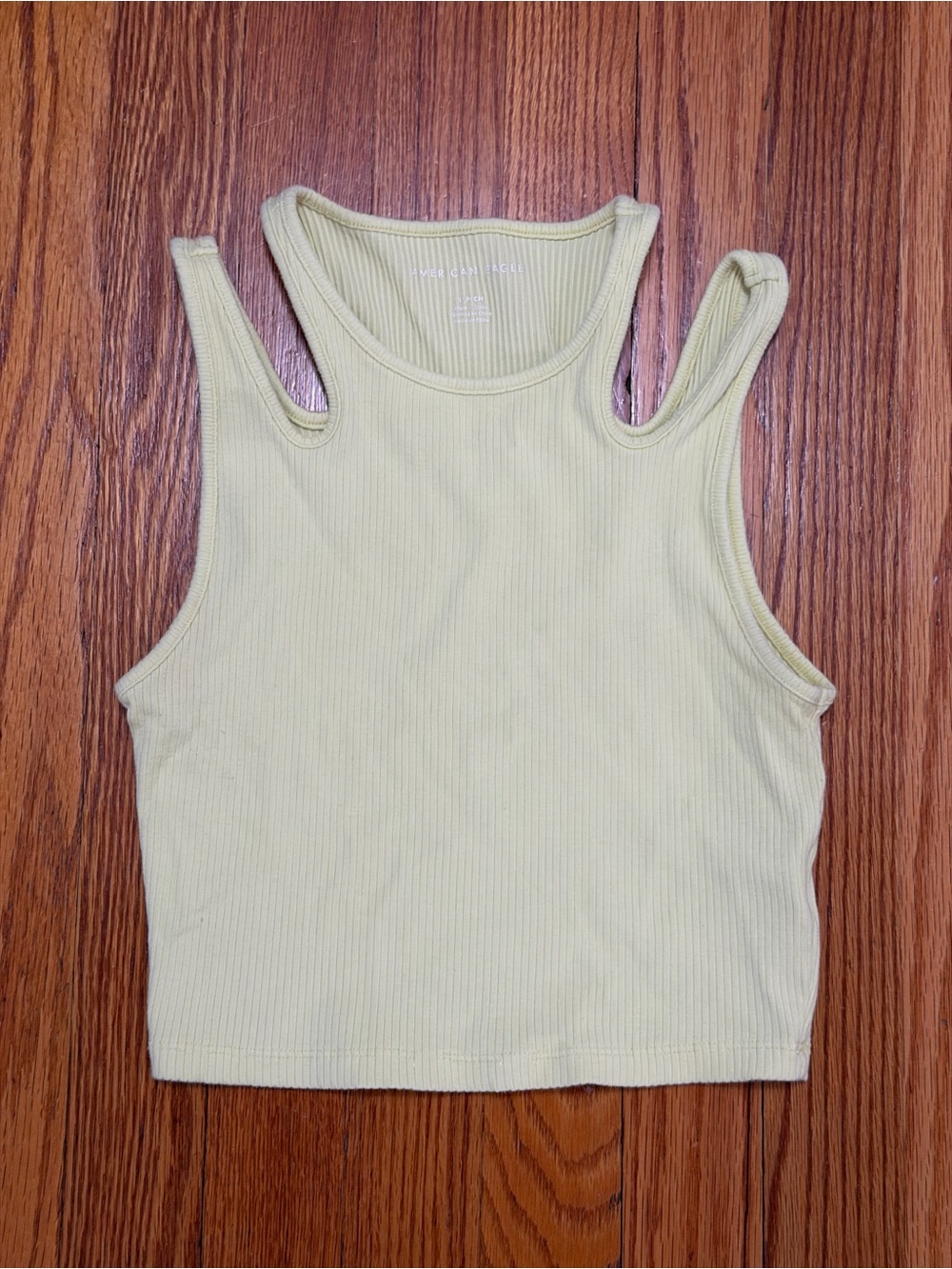 American Eagle Outfitters Double-Strap Ribbed Tank - Pale Yellow